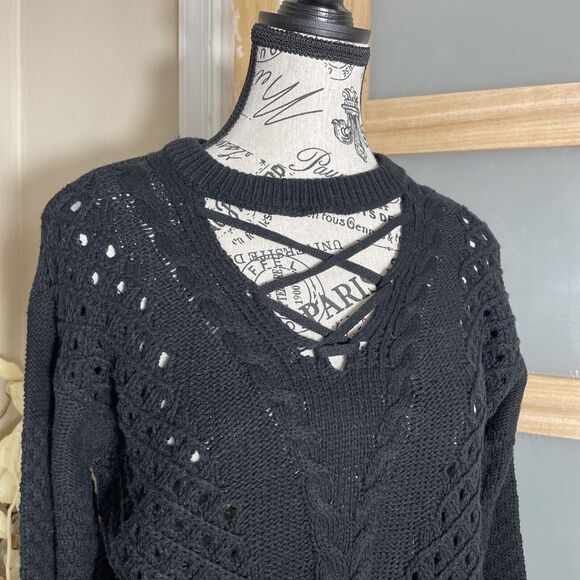 Maurices Women's Sweater Small Knit Black Long Sleeve Top - Picture 2 of 7